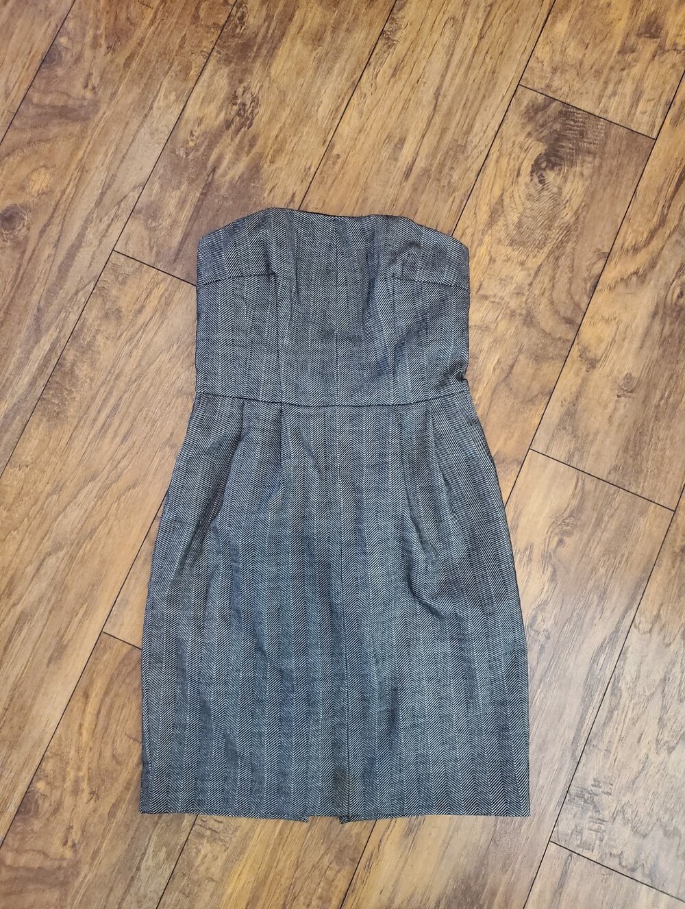 Express Strapless Gray Tweed Sheath Dress